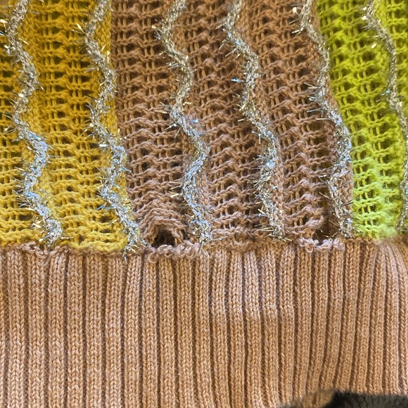 Anthropologie Eva Franco Crewneck Sweater Vest 3D Knit Crop Womens Striped - Picture 8 of 9